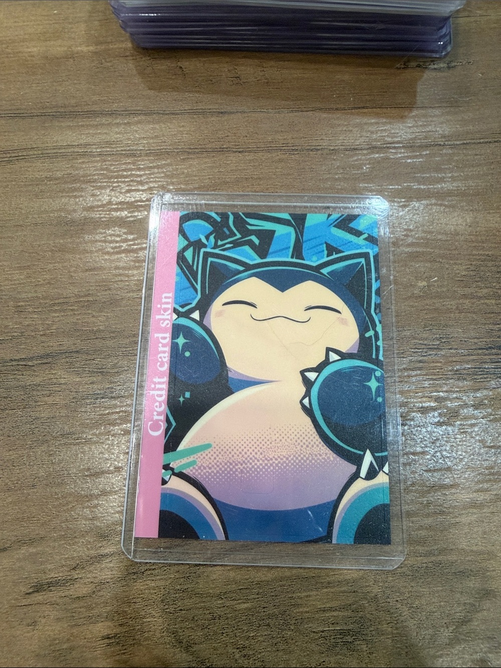 Blue & Pink Snorlax Credit Card Skin - Protective Phone Accessory
